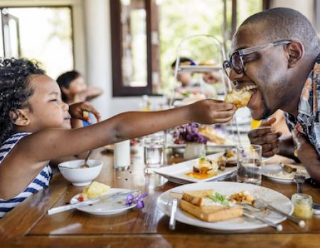dad and daughter out to breakfast
