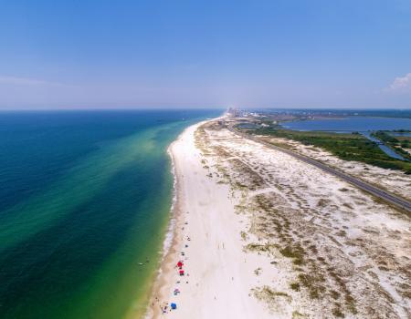 aerial view of a Gulf Shores, Alabama Beach