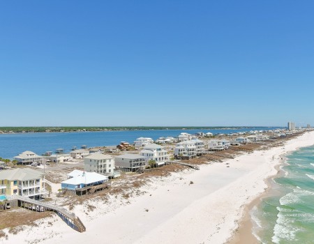 Aerial of West Beach in Gulf Shores, Alabama