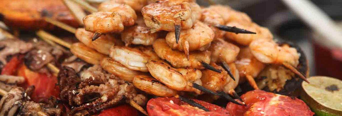 Fresh seafood off the grill at a seafood festival