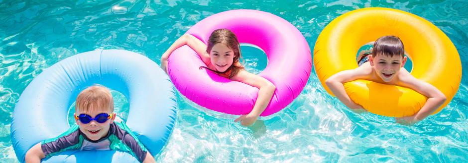 Children swimming in gulf shores beach houses with private pool