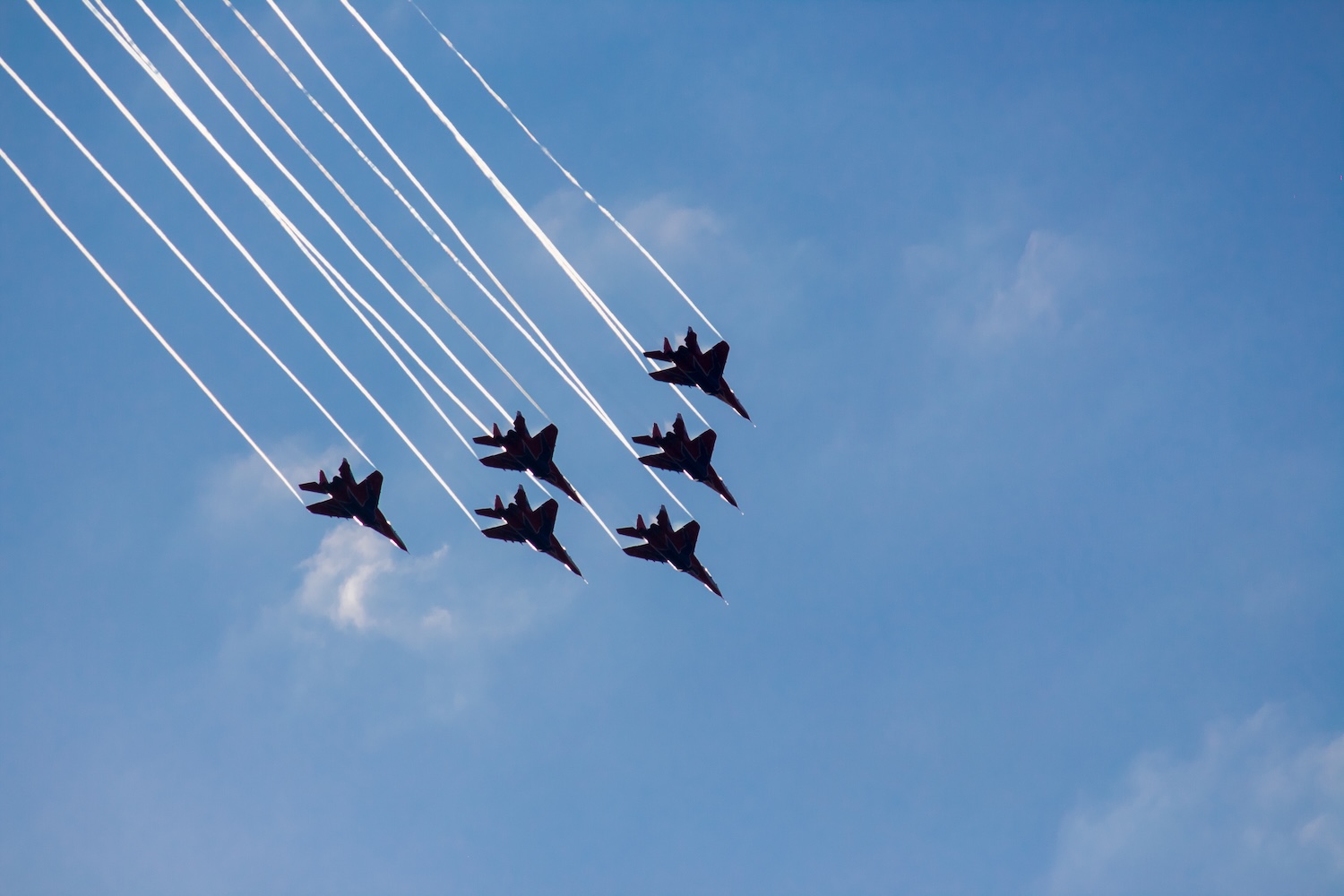 US Navy Blue Angels flying through sky