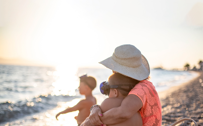 family on gulf shores beach