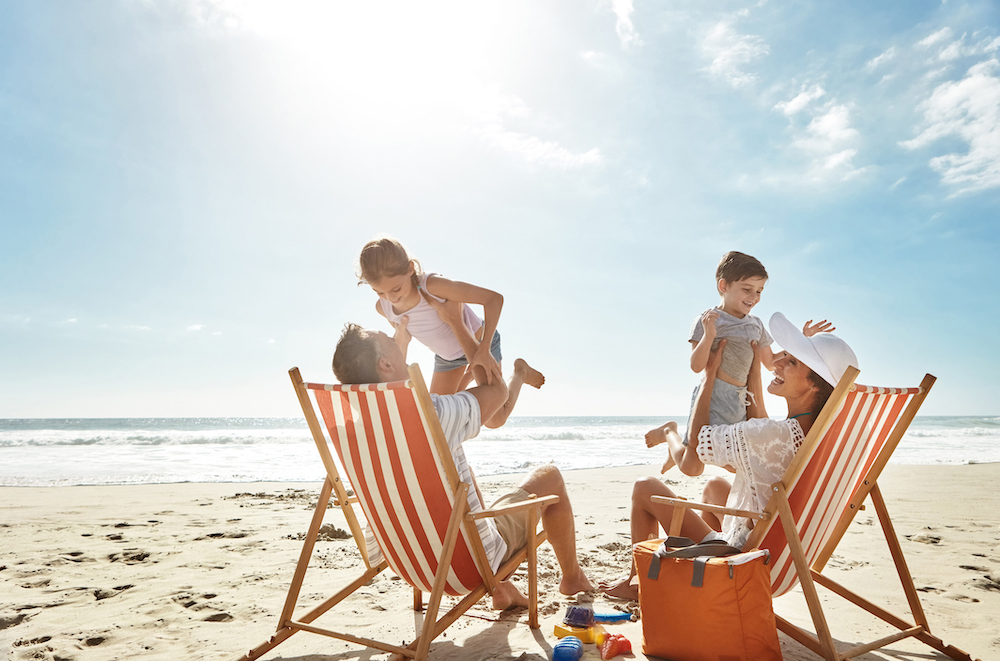 A family enjoying time on a beach