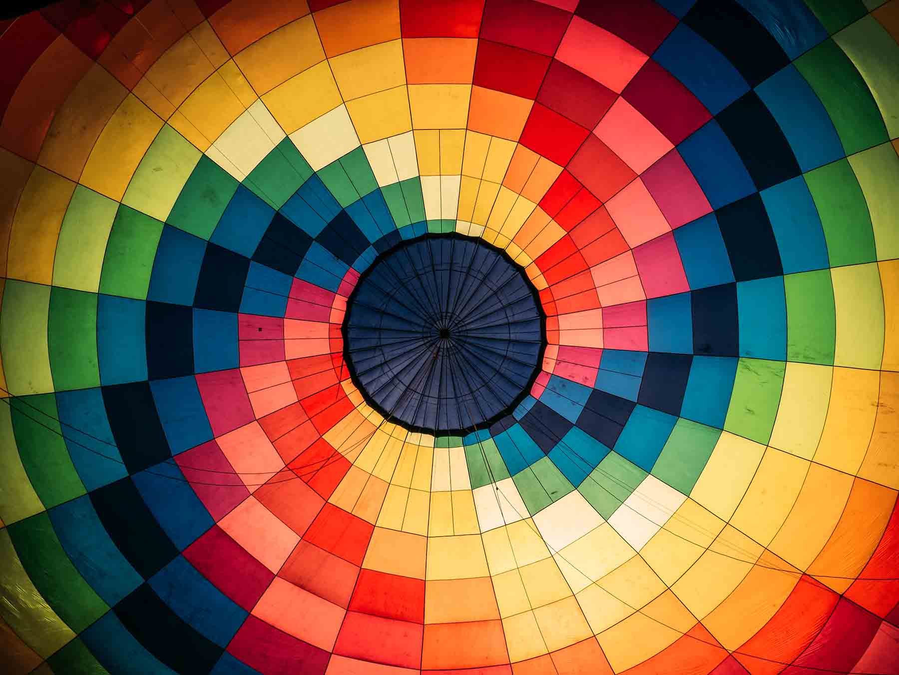 Colorful inside of a hot air balloon