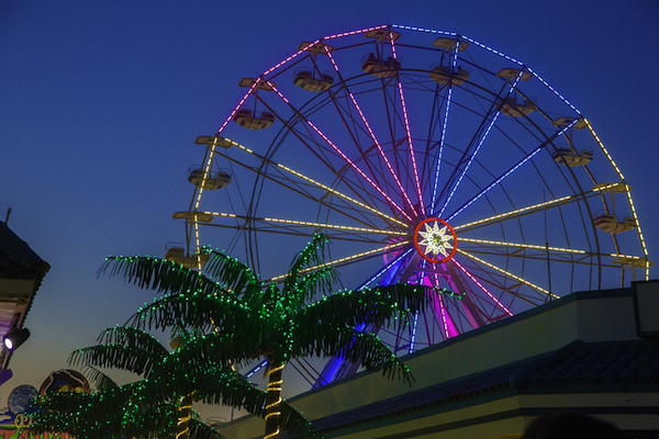 A view of the ferris wheel at the Wharf