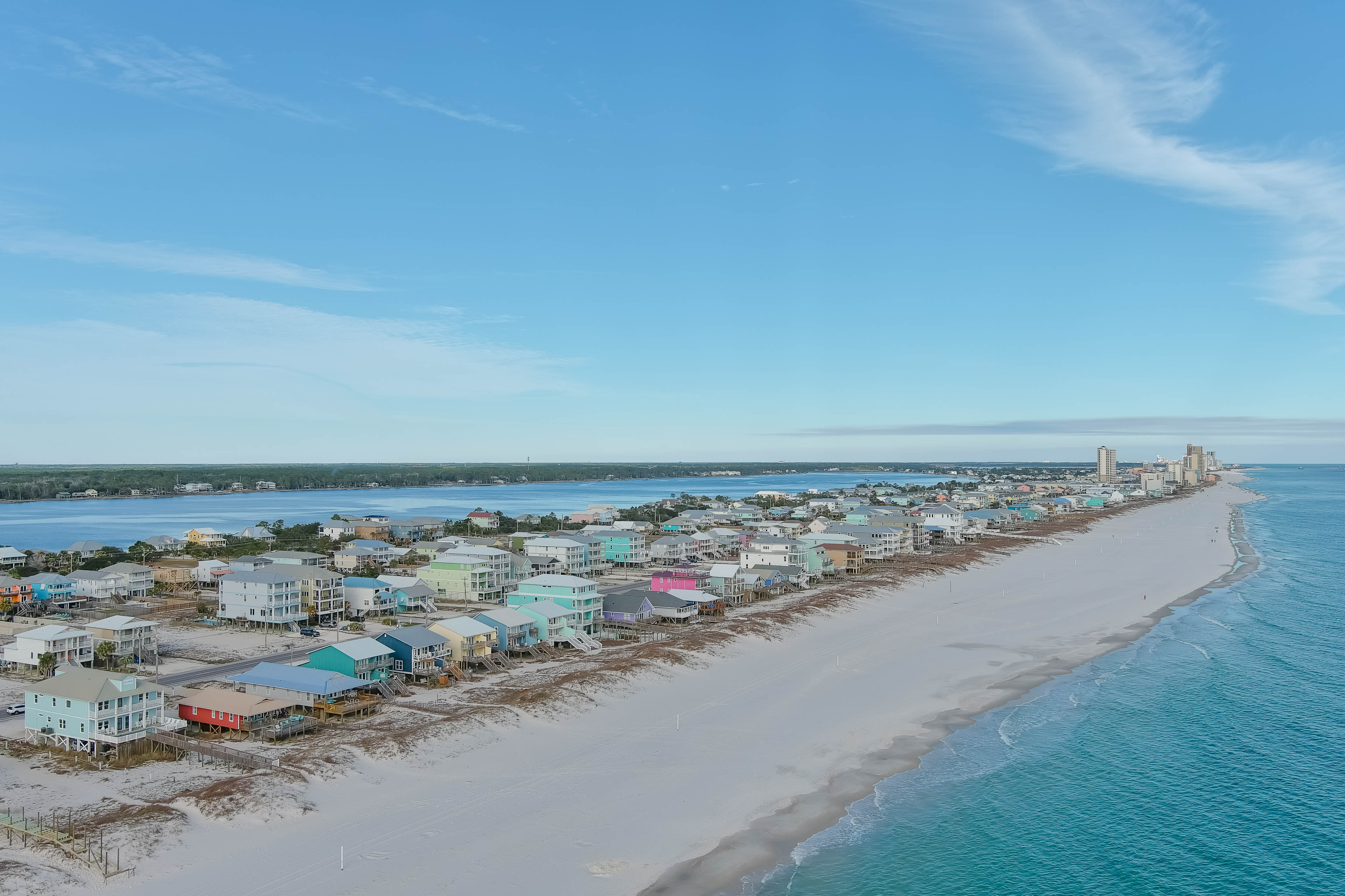 Aerial of west beach gulf shores