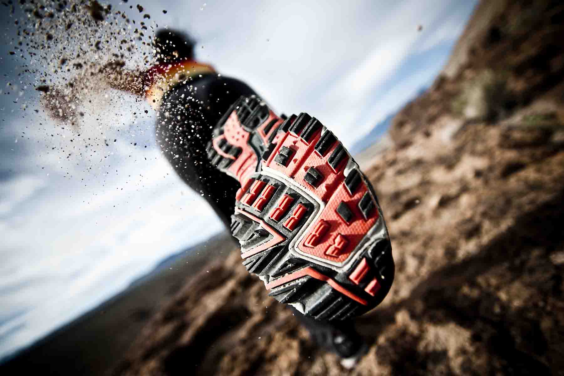 Back of running shoe during a triathalon